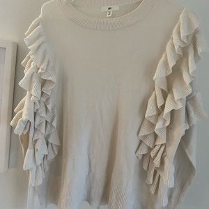 BP white sweater with ruffles